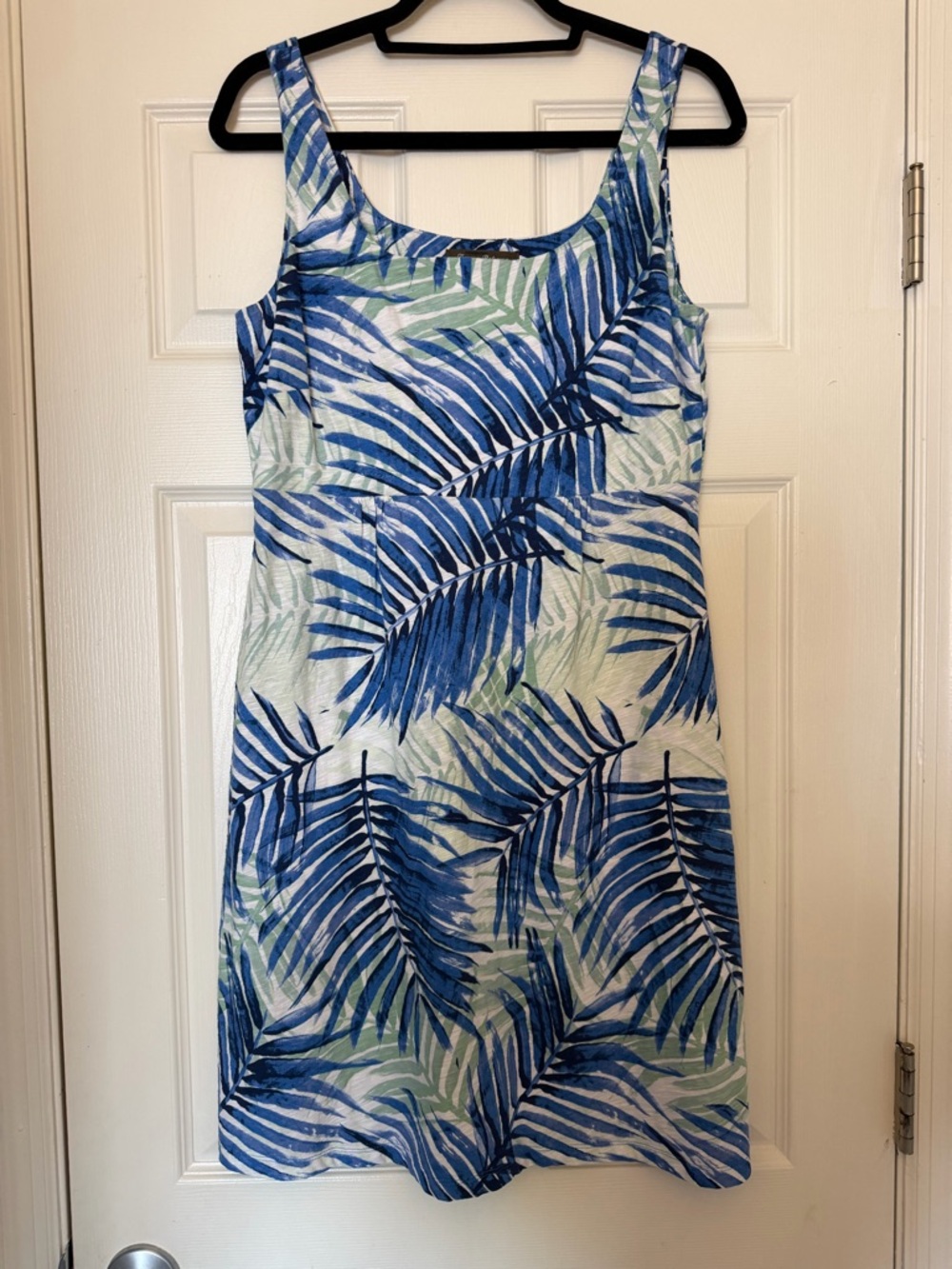 Tommy Bahama Blue and Green Leaf Print Tank Dress